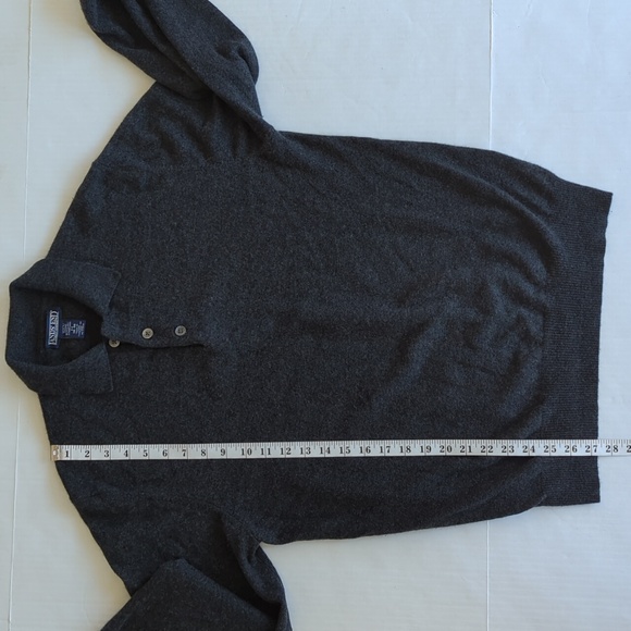 Lands' End Cashmere Polo Long Sleeve Sweater MEDIUM 38-40 Gray Heathered Black - Picture 14 of 16